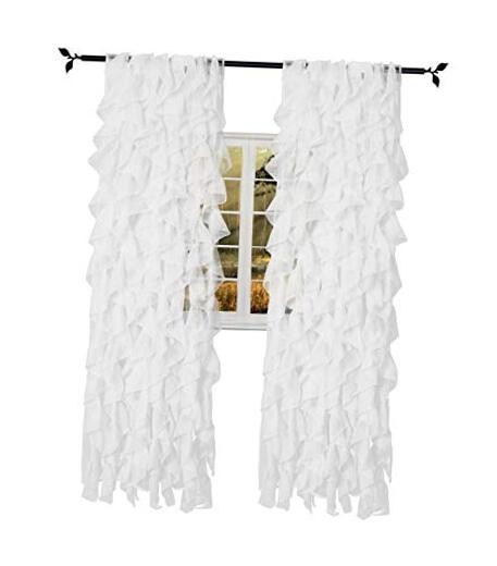 Cascade Farmhouse Shabby Chic Sheer Voile 50"W x 84"L (Pack of 2) White