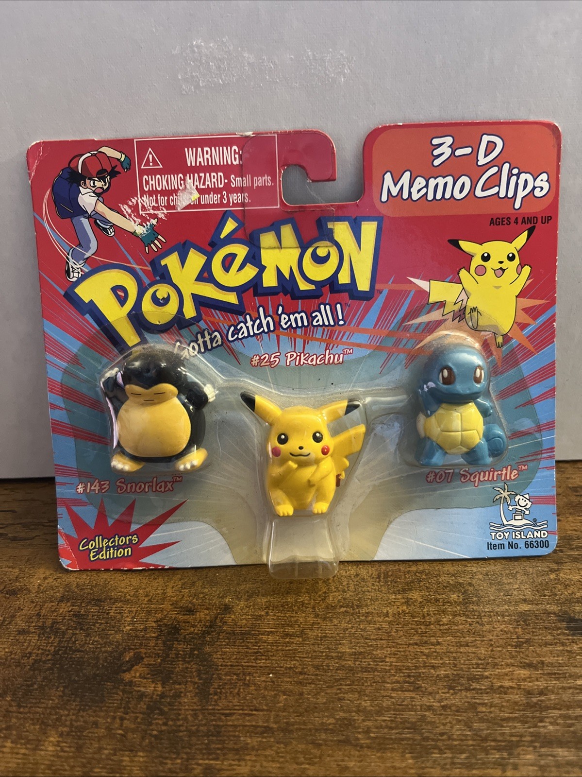 Vintage 1998 Toy Island Pokemon 3-D Memo Clips NEW SEALED