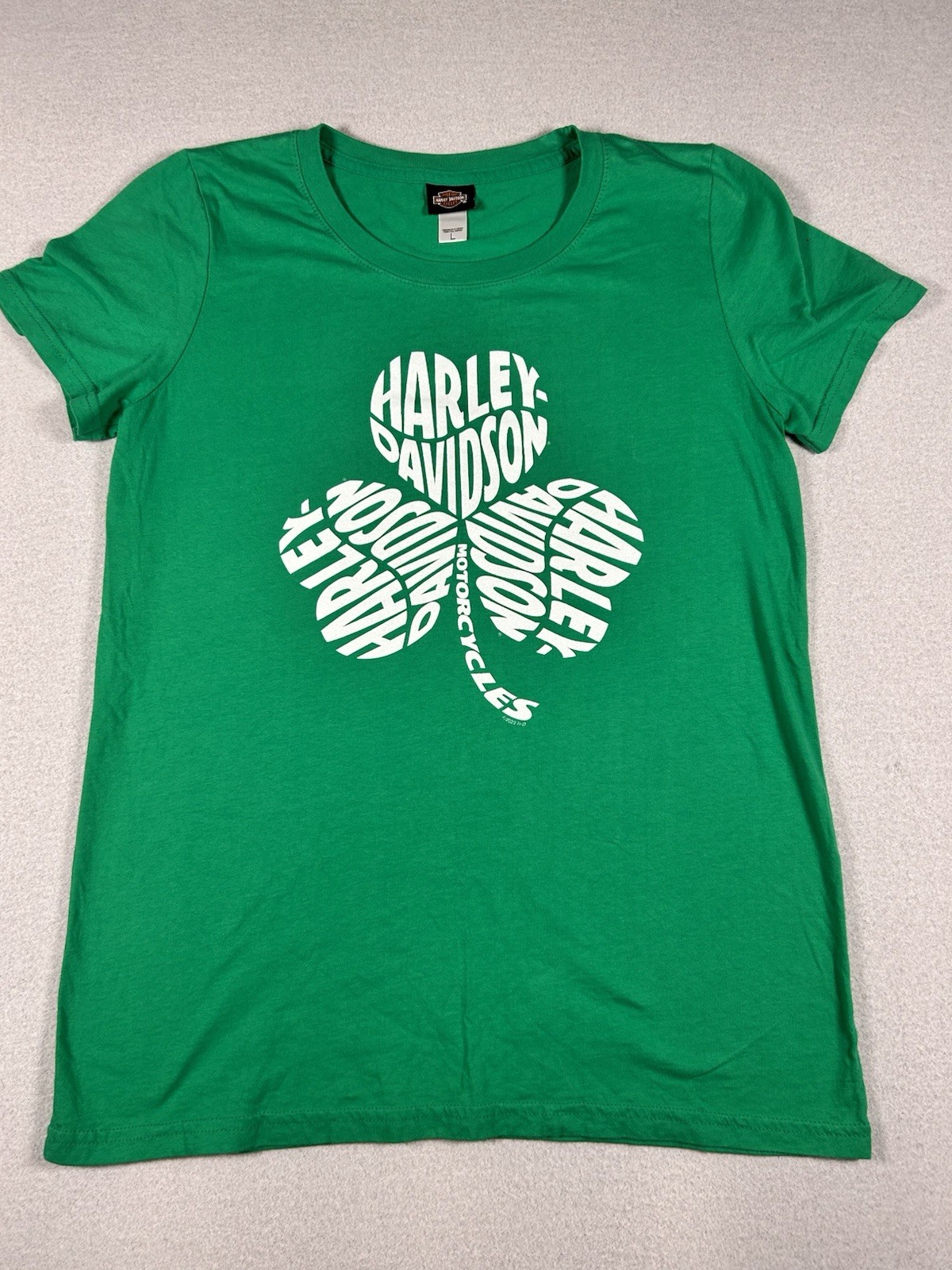 Harley Davidson Womens El Paso, TX 3/4 LARGE Barnett Shirt Green Shamrock