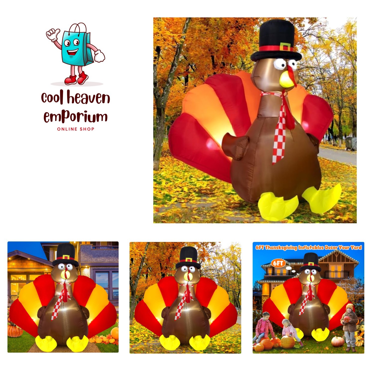 Inflatable Turkey Decorations,6 Ft Thanksgiving Inflatables Outdoor Decoratio...