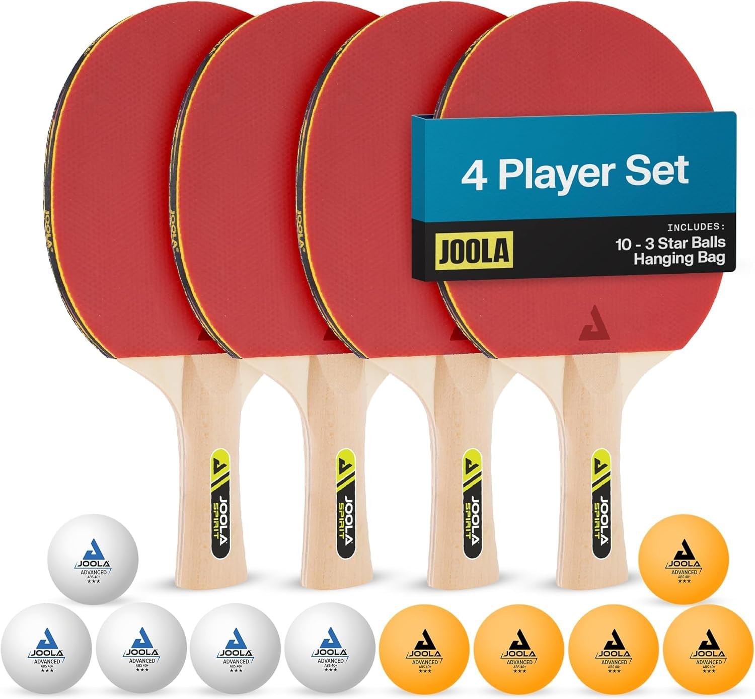JOOLA Family Premium Ping Pong Paddles Set of 4 - Advanced Table Tennis Multi 