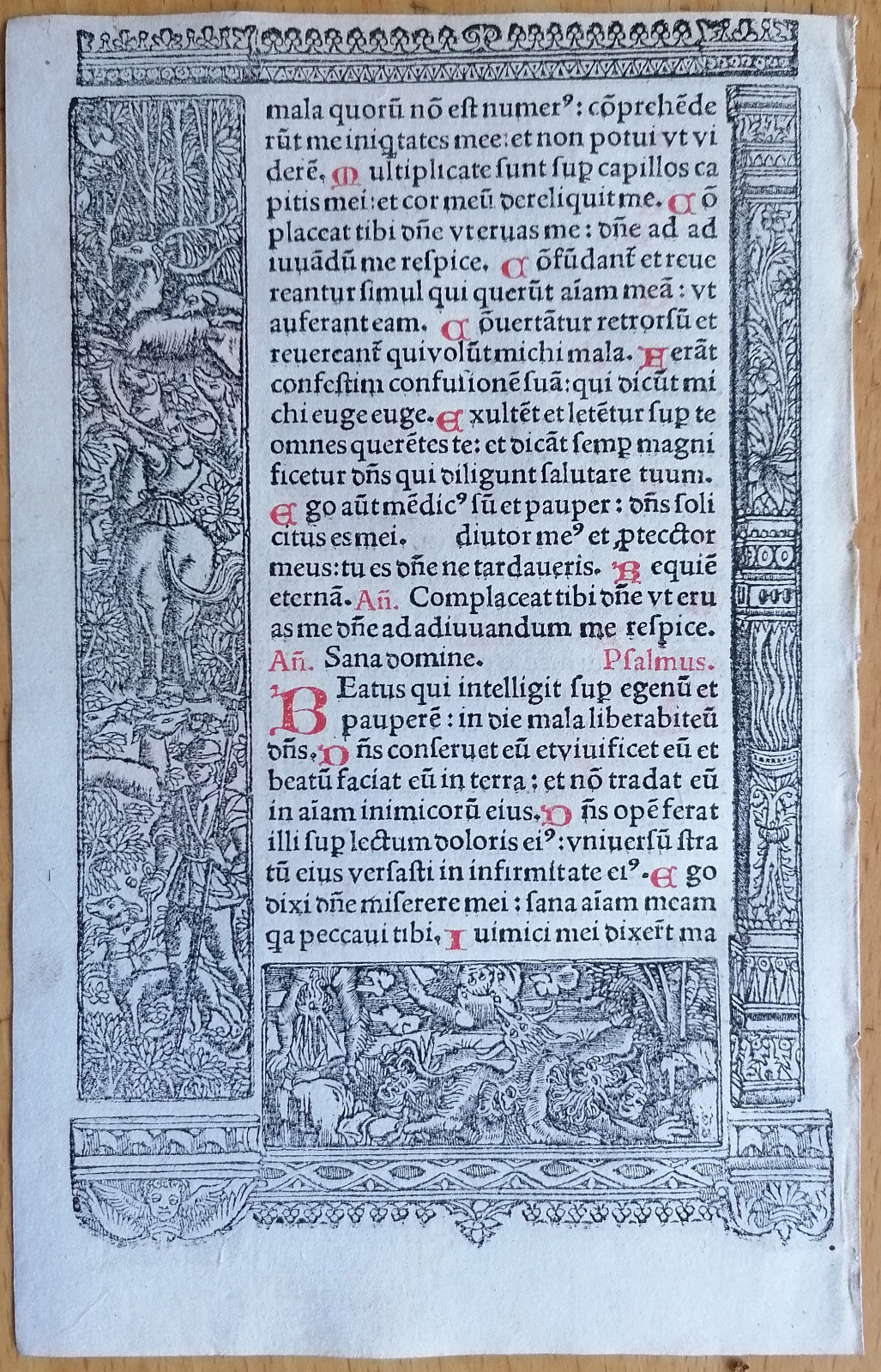 Woodcut Apocalypse (C) - Post Incunable Leaf Book of Hours Hardouin - 1510