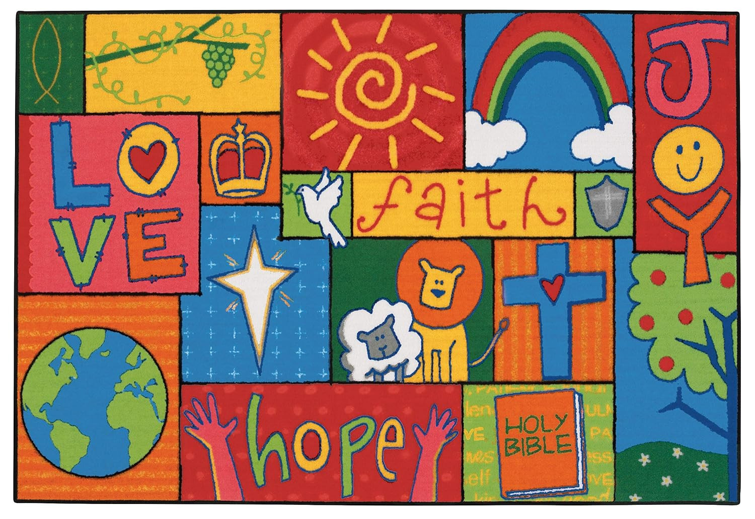 Kid$Value 36.71 Inspirational Patchwork Playroom Rug 3Ft X 4Ft 6In Rectangle Mul