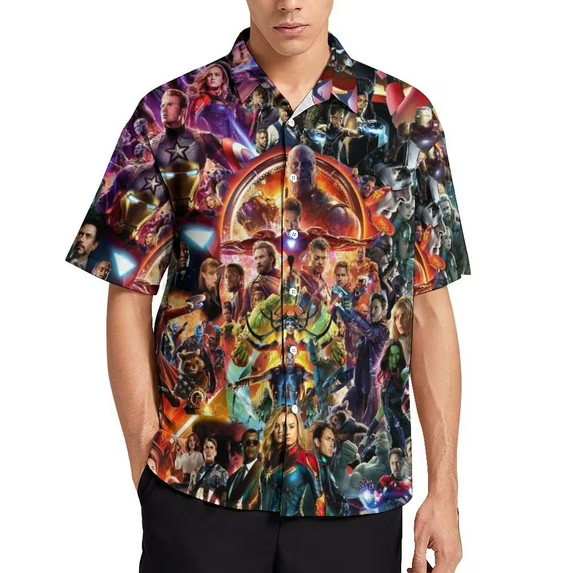 Avengers SuperHero Unisex Hawaiian Shirt Casual Summer Beach Aloha Shirt