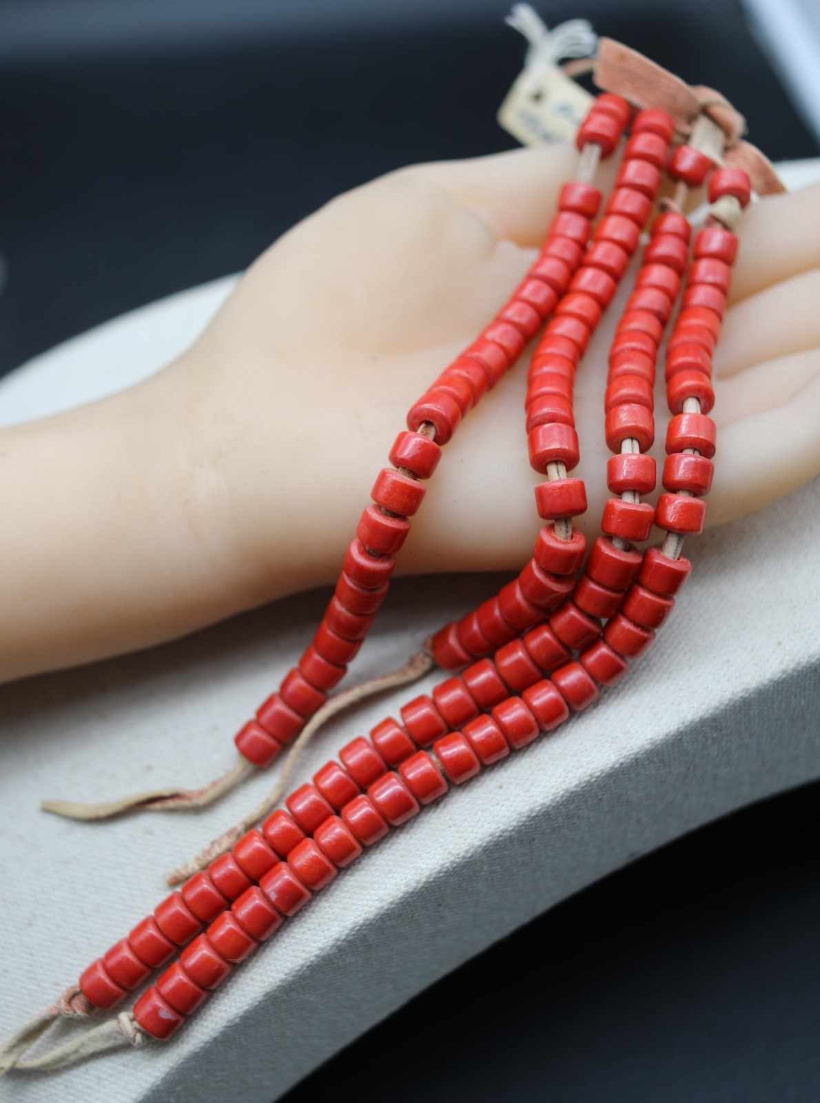 Antique Old Bohemian Glass Red African Trade beads