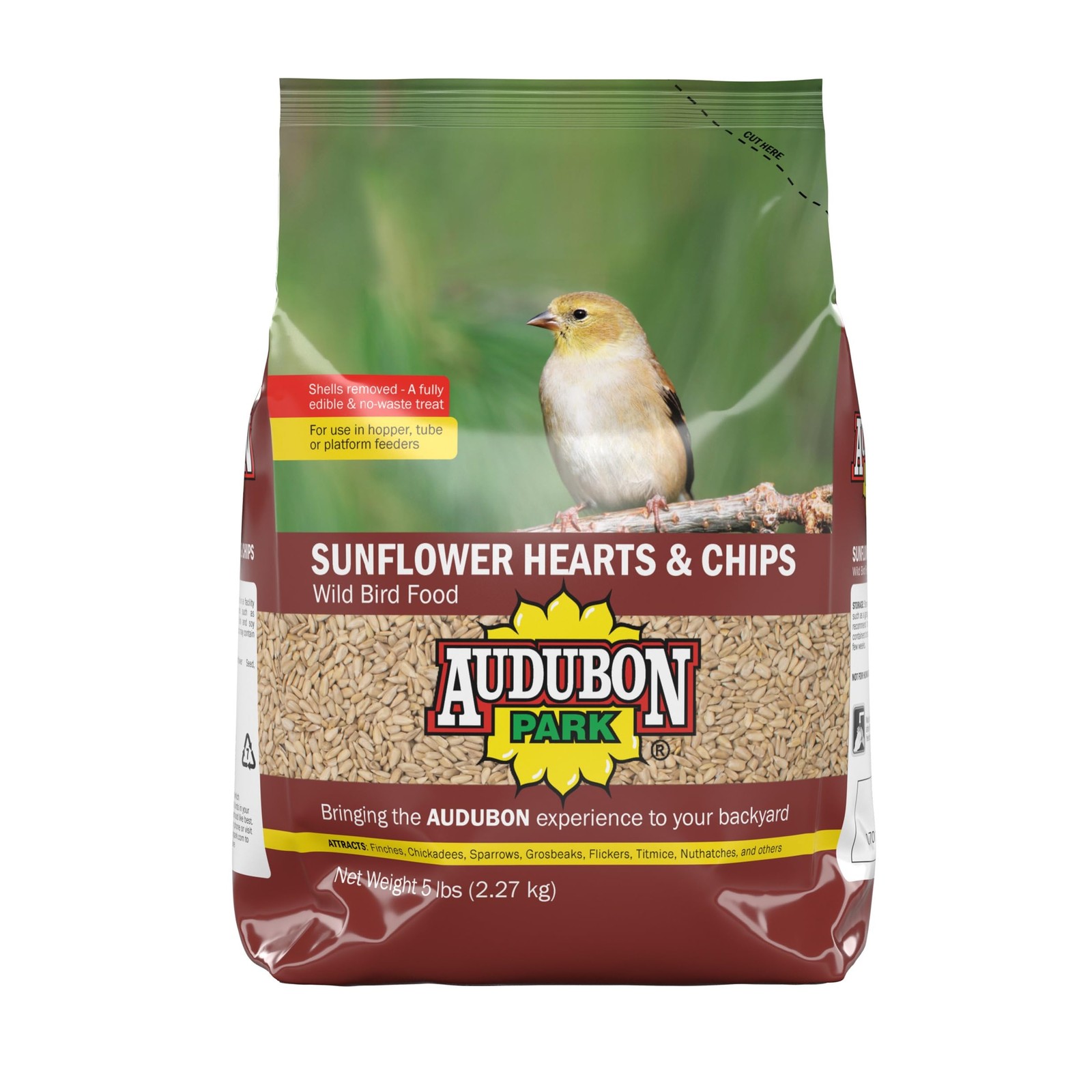 Sunflower Hearts & Chips Bird Food  No Mess Seeds for Wild Birds, 5 lbs