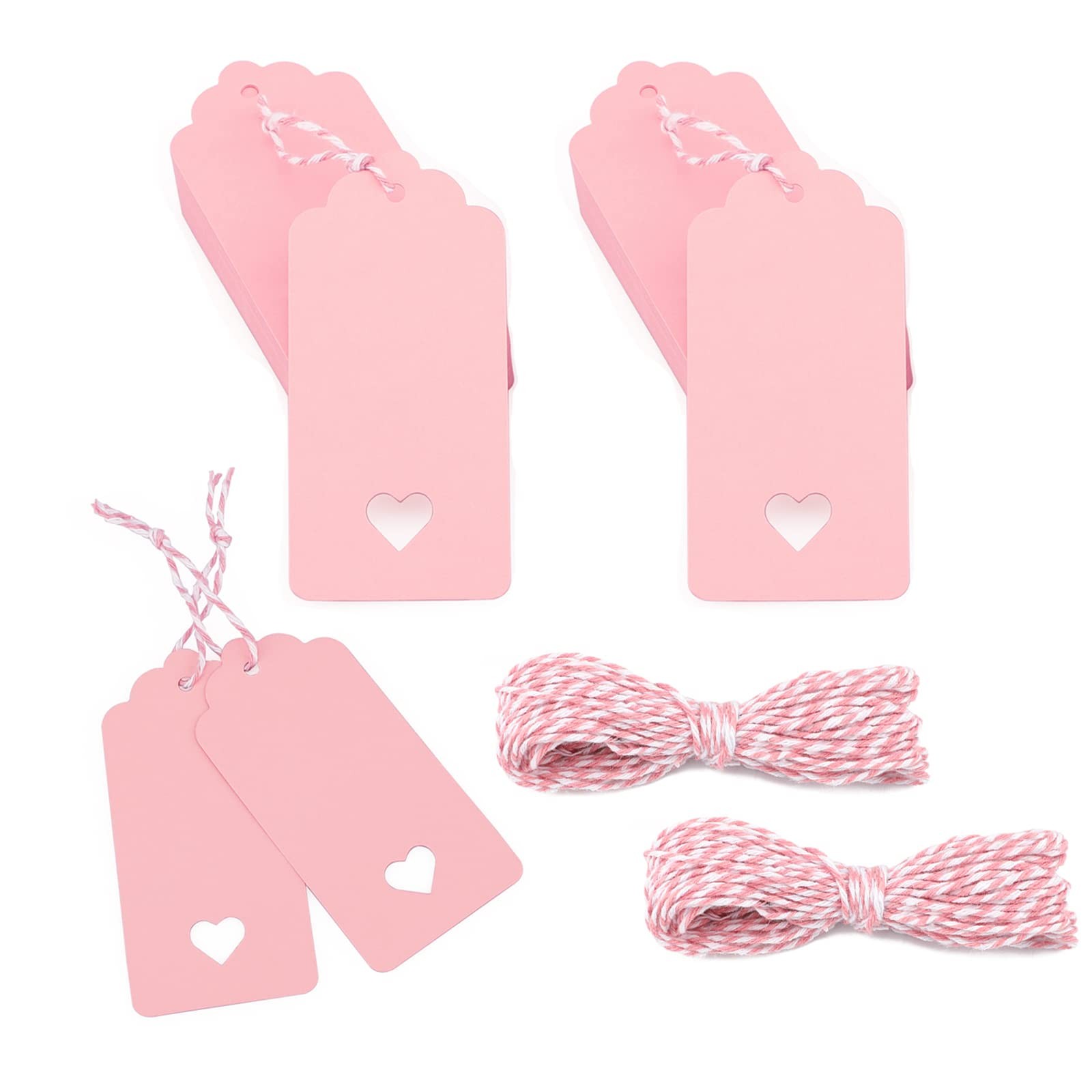 jijAcraft 100Pcs Gift Tags with String, Pink 3.5*1.6 inches, 100pcs 