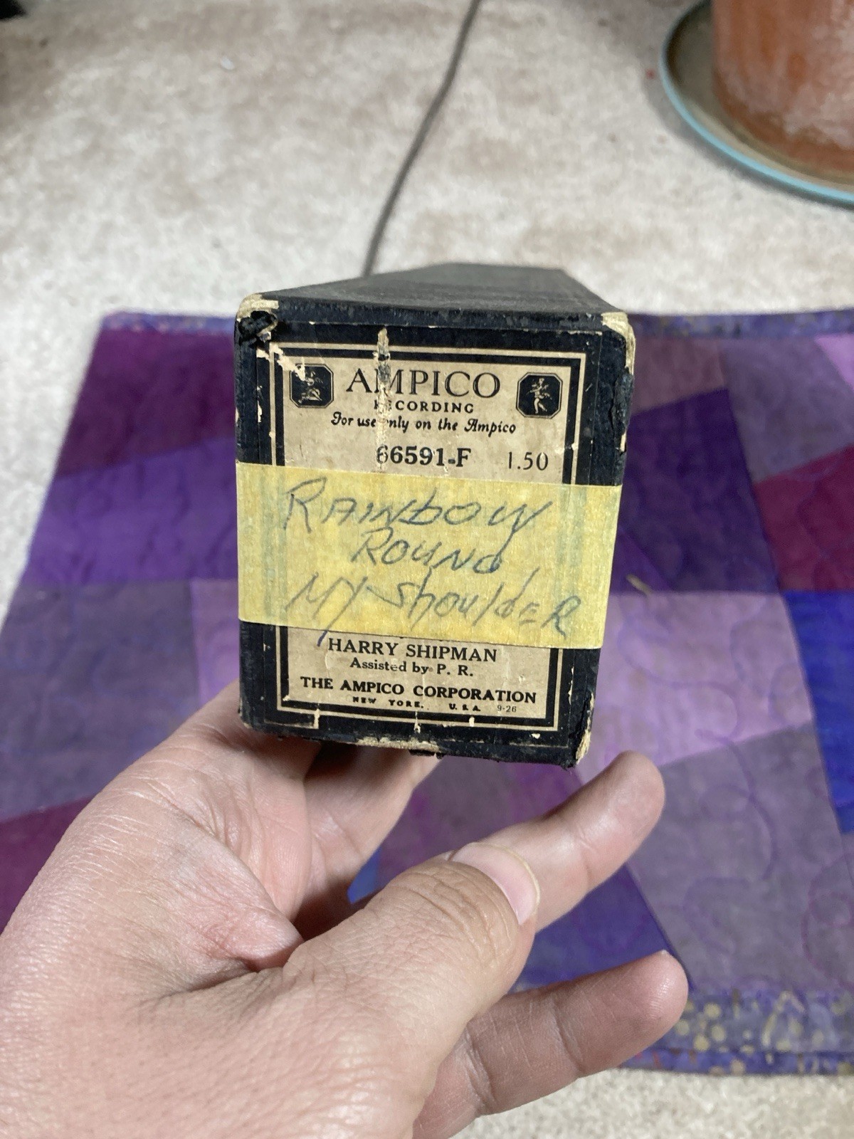 Ampico #210971 THERE'S A RAINBOW ROUND MY SHOULDER Singing Fool Jolson Rose