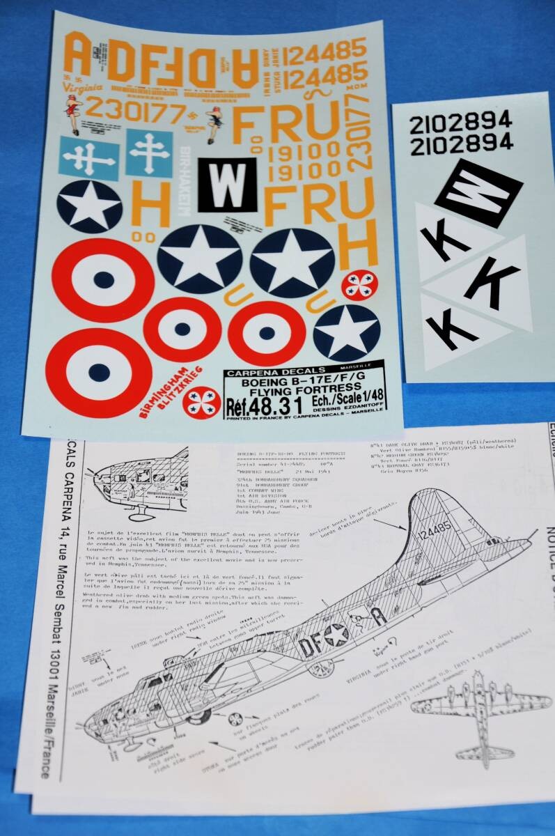 Current Delivery Carpena Decals 1/48 US Army B-17 Flying Fortress Decal Boeing B
