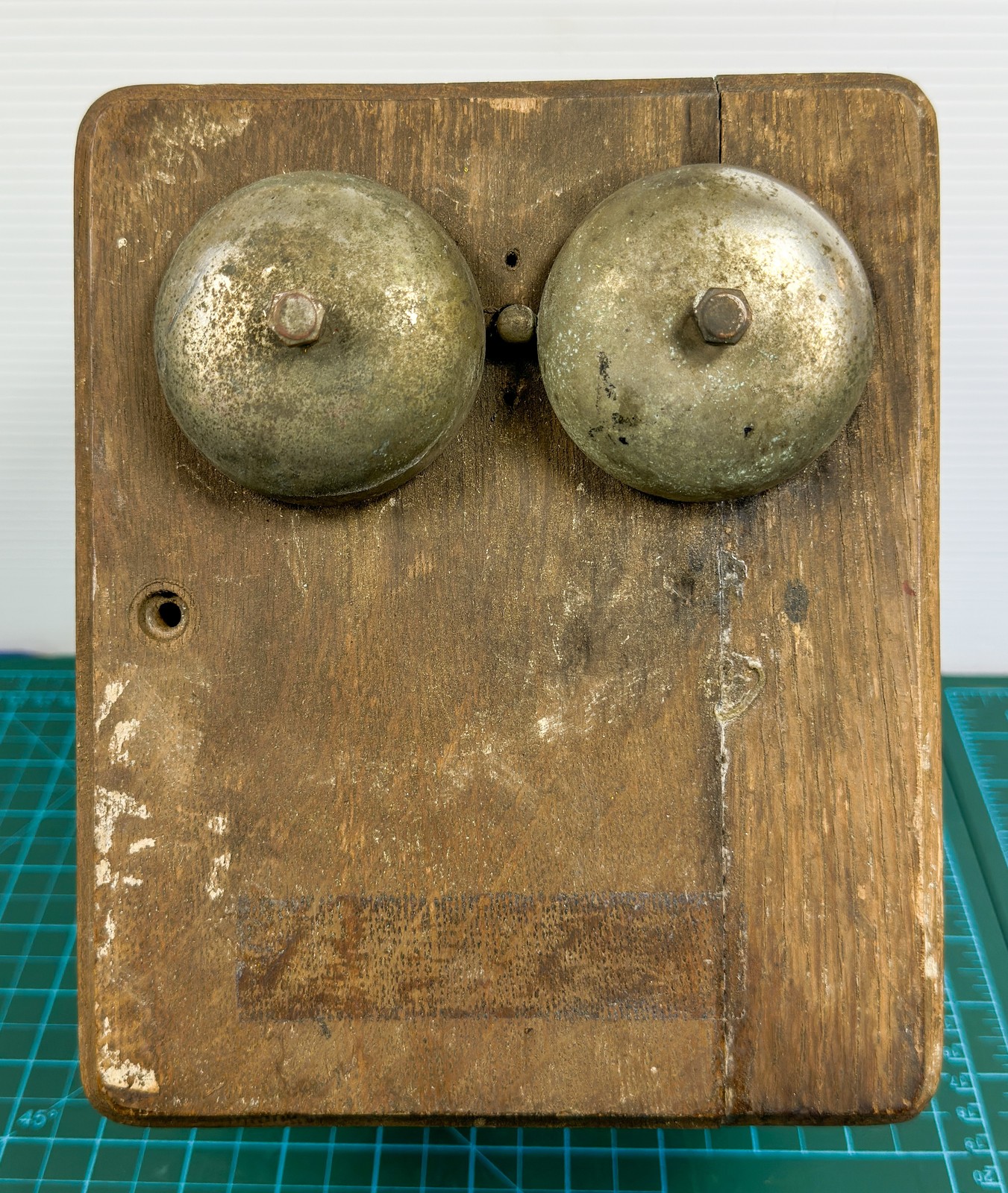 Antique Western Electric Wood Wall Telephone Bell Box Dual Bells Brown Ringer