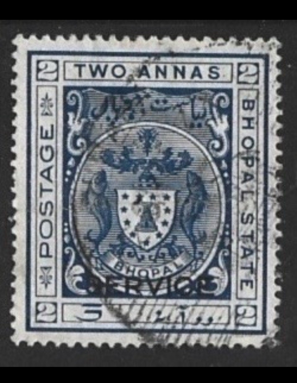 1930 - India BHOPAL State 2 A Blue Used SG O311