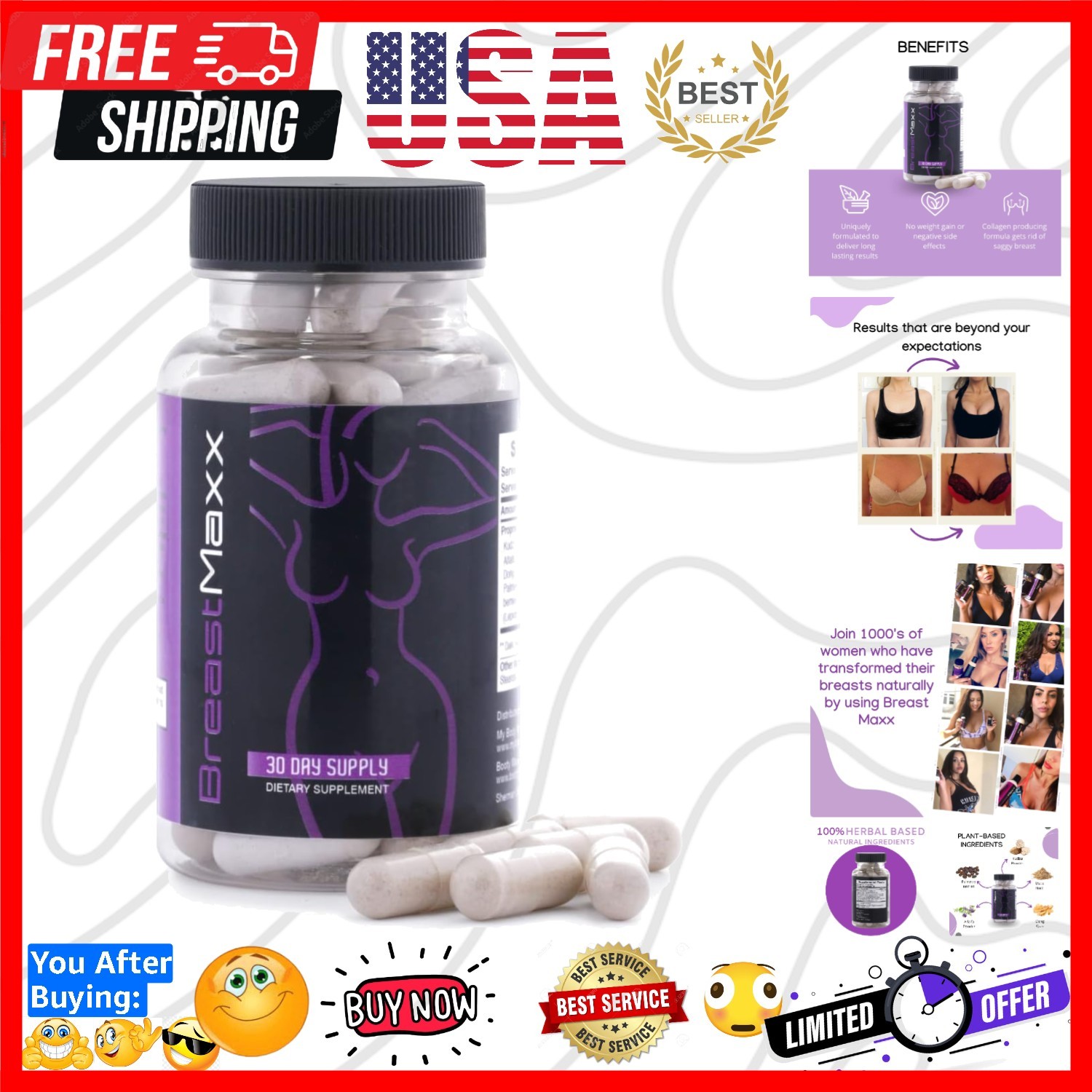 Pills, Supplements for Women and Men, Target Your Curves, Breast Formula with...