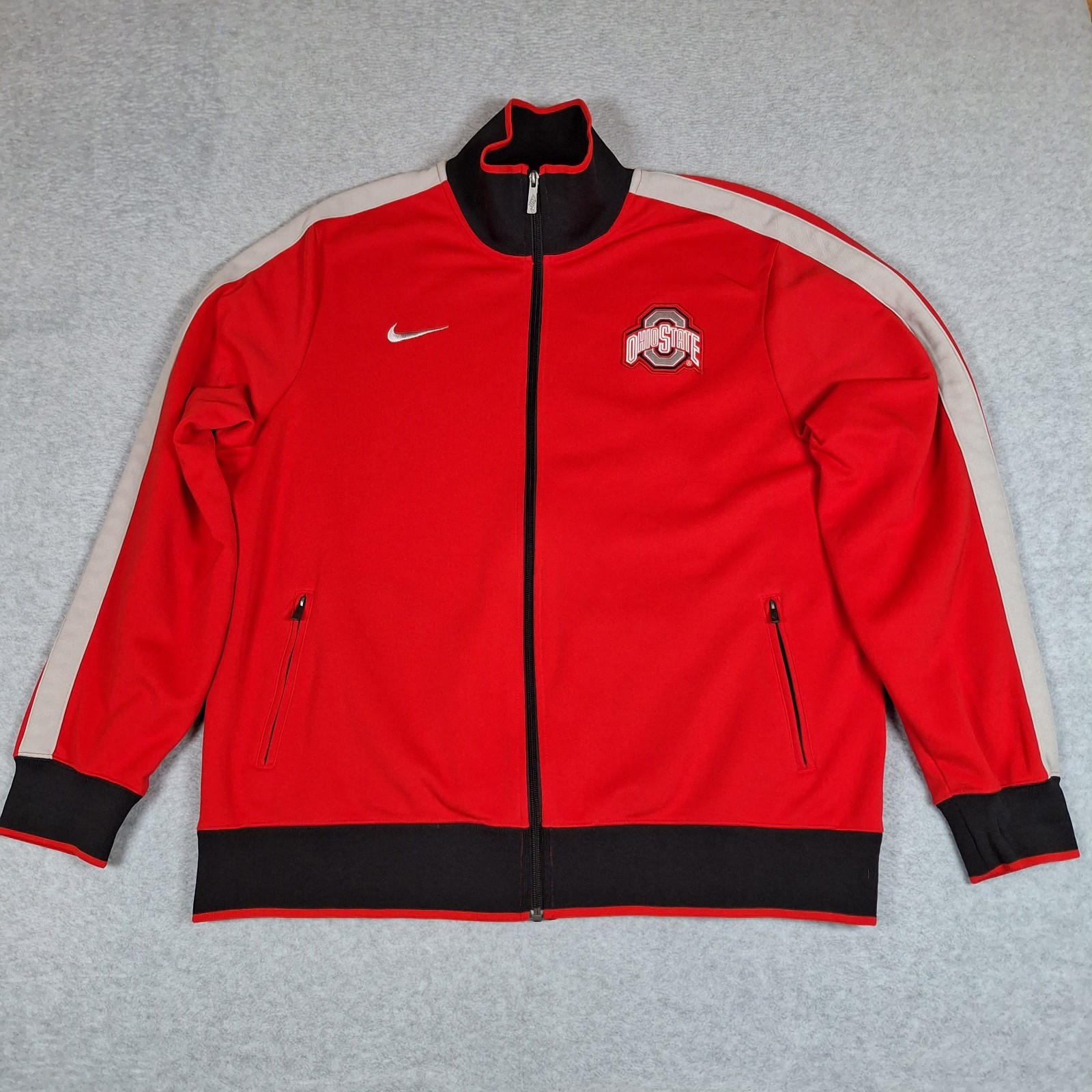 Nike Ohio State Buckeyes Track Jacket  XXL Red Embroidered Swoosh Patch Pockets