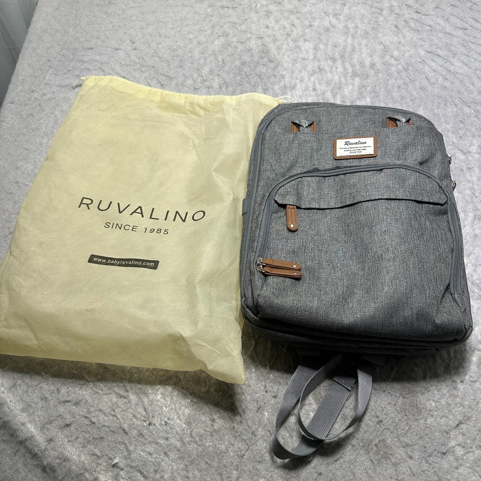 Ruvalino Diaper Bag Backpack Neutral All In One Baby Bag Multifunction Grey