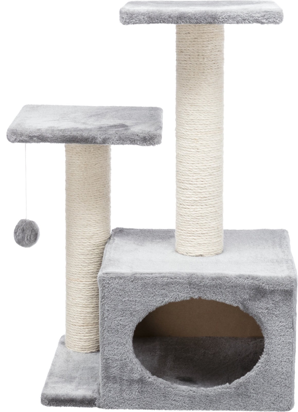  3-Level 28" Cat Tree with Scratching Posts & Condo, Gray