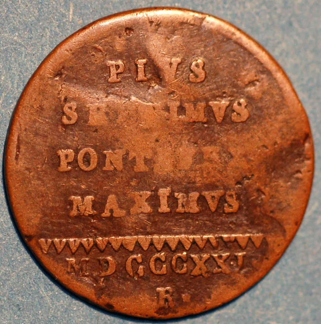 Italian States PIO VII (1800-1823) Quattrino 1821 XXII