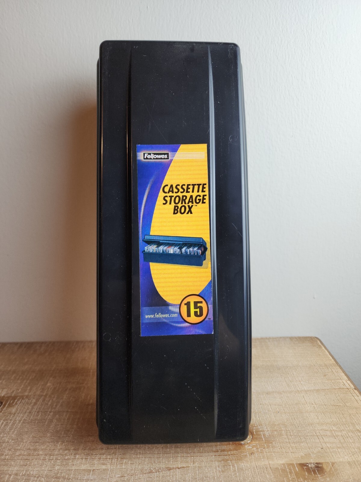 Fellowes Cassette Storage Box Holds 15 - Black Plastic - USA 