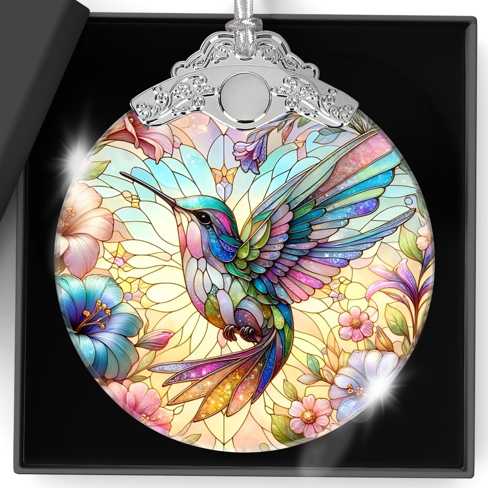 Christmas Ornaments Hummingbird Ornament Stained Glass Elegant Bird-2 