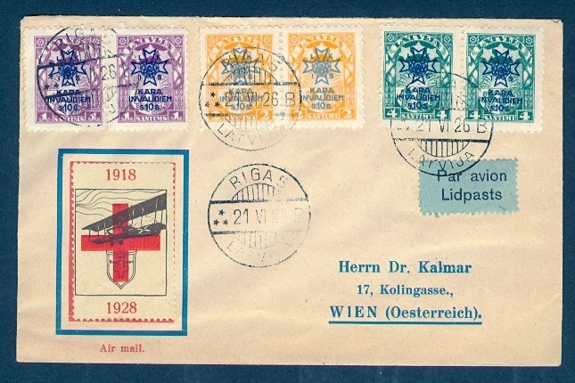 LATVIA 1926 DR KALMAR PHILATELIC FFC