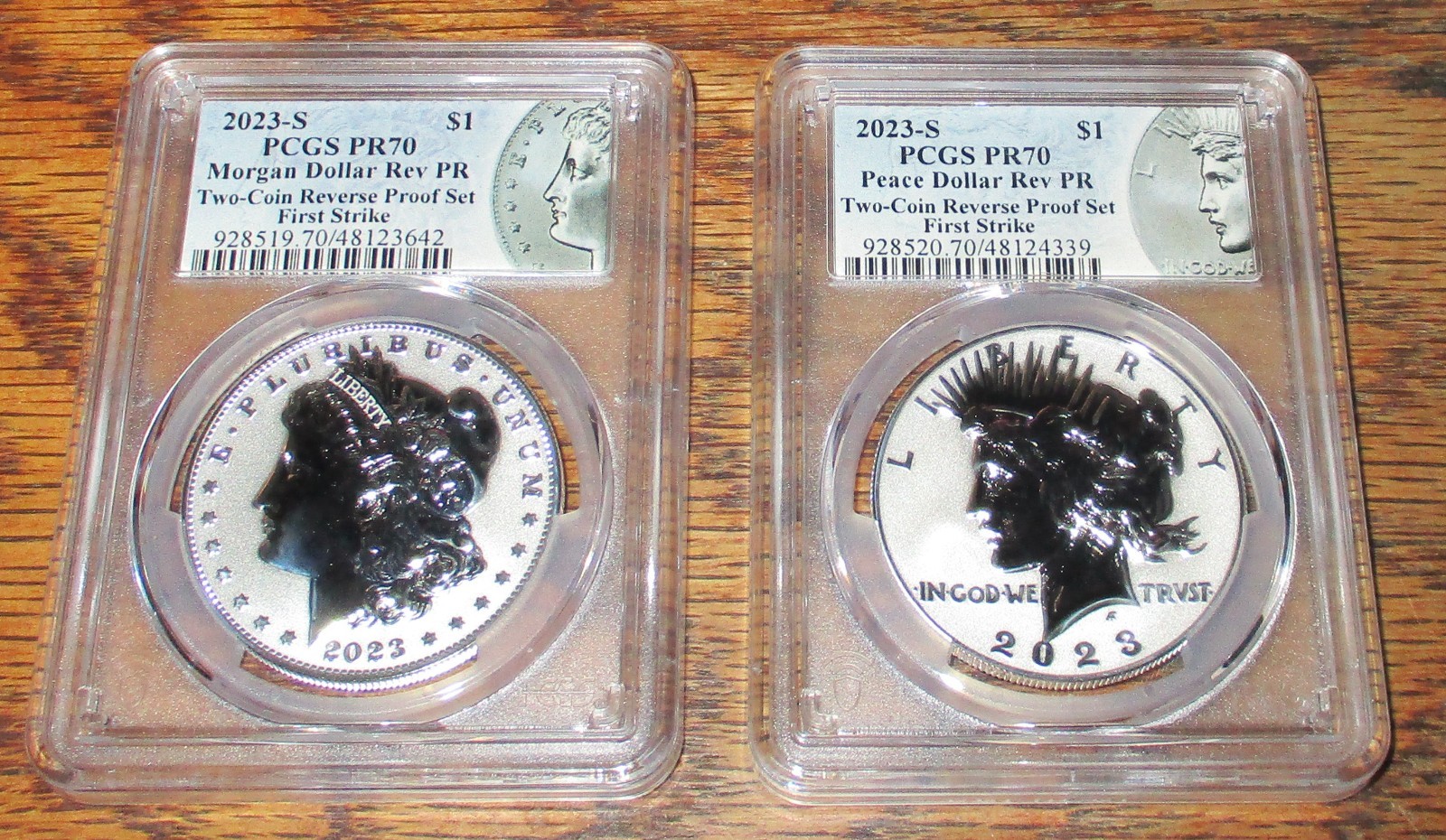 2023-S REVERSE PROOF MORGAN & PEACE DOLLARS PCGS PR70 FIRST STRIKE #2