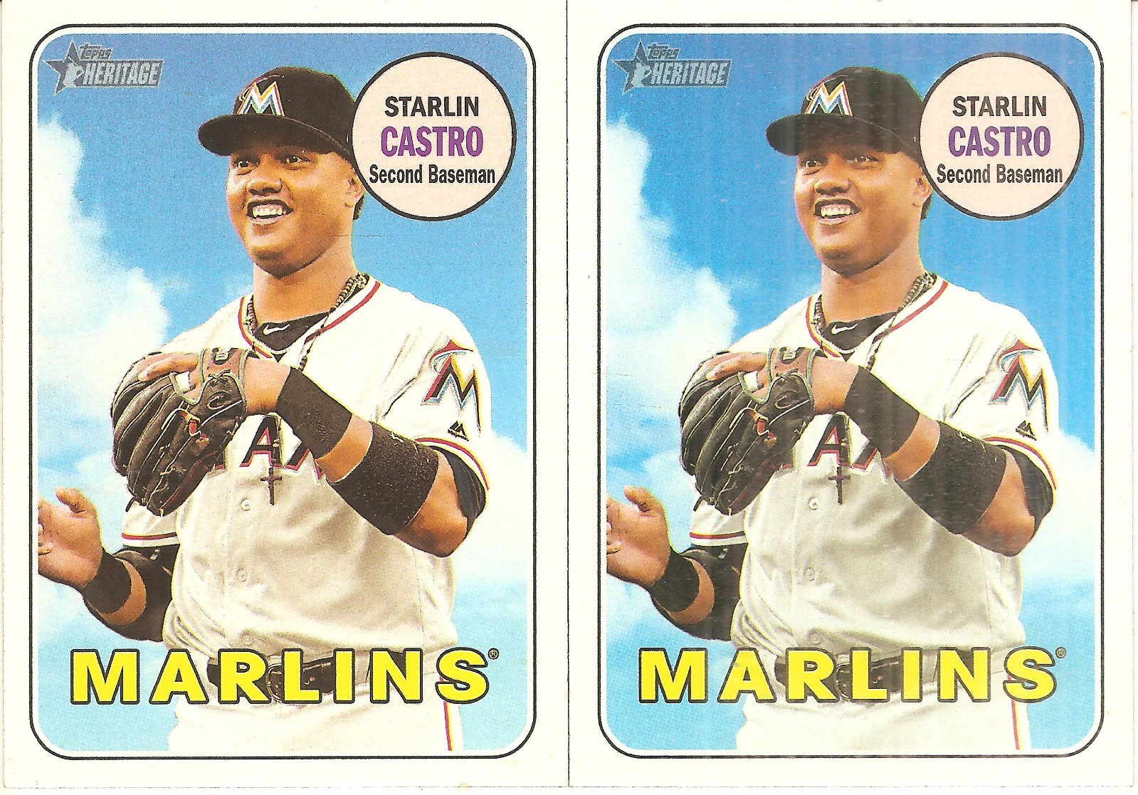 2 CARD 2018 TOPPS HERITAGE STARLIN CASTRO BASEBALL CARD LOT