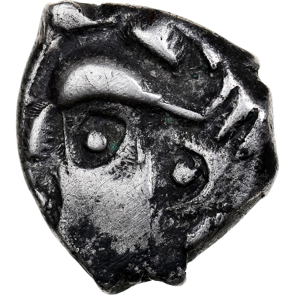 [#650913] Volcae Tectosages, Drachme "à la tête cubiste", 1st century BC, Sil, v
