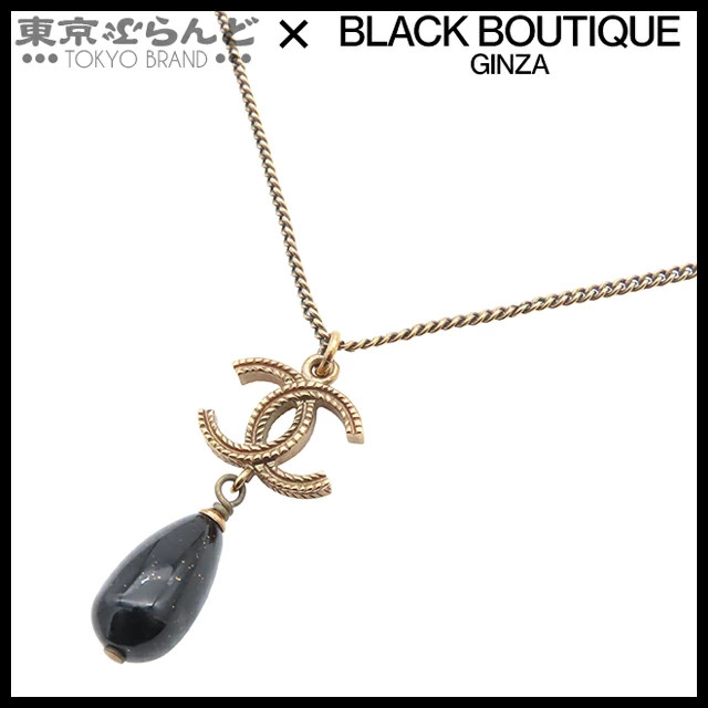 CHANEL Coco Mark Necklace B11P Gold Metal Rhinestones GP Ladies Vintage