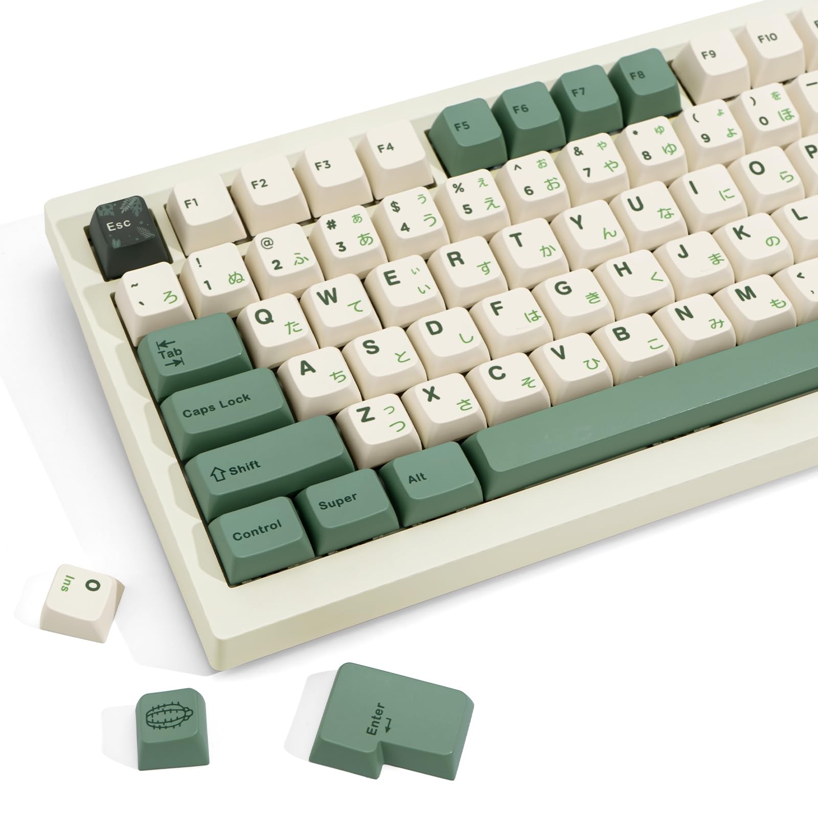 130 Keys MDA Profile Keycaps Set, Green Japanese PBT Keycaps, Dye-Sub Custom ...