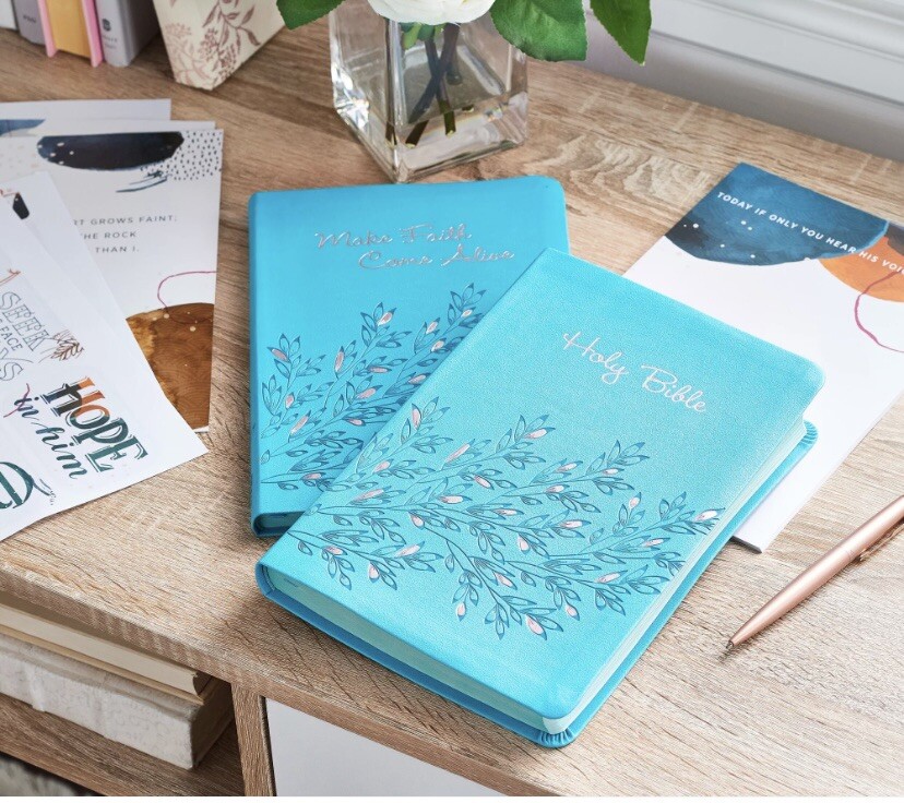 Make Faith Come Alive NIV and Accompanying Gratitude Journal Teal/Aqua Brand New