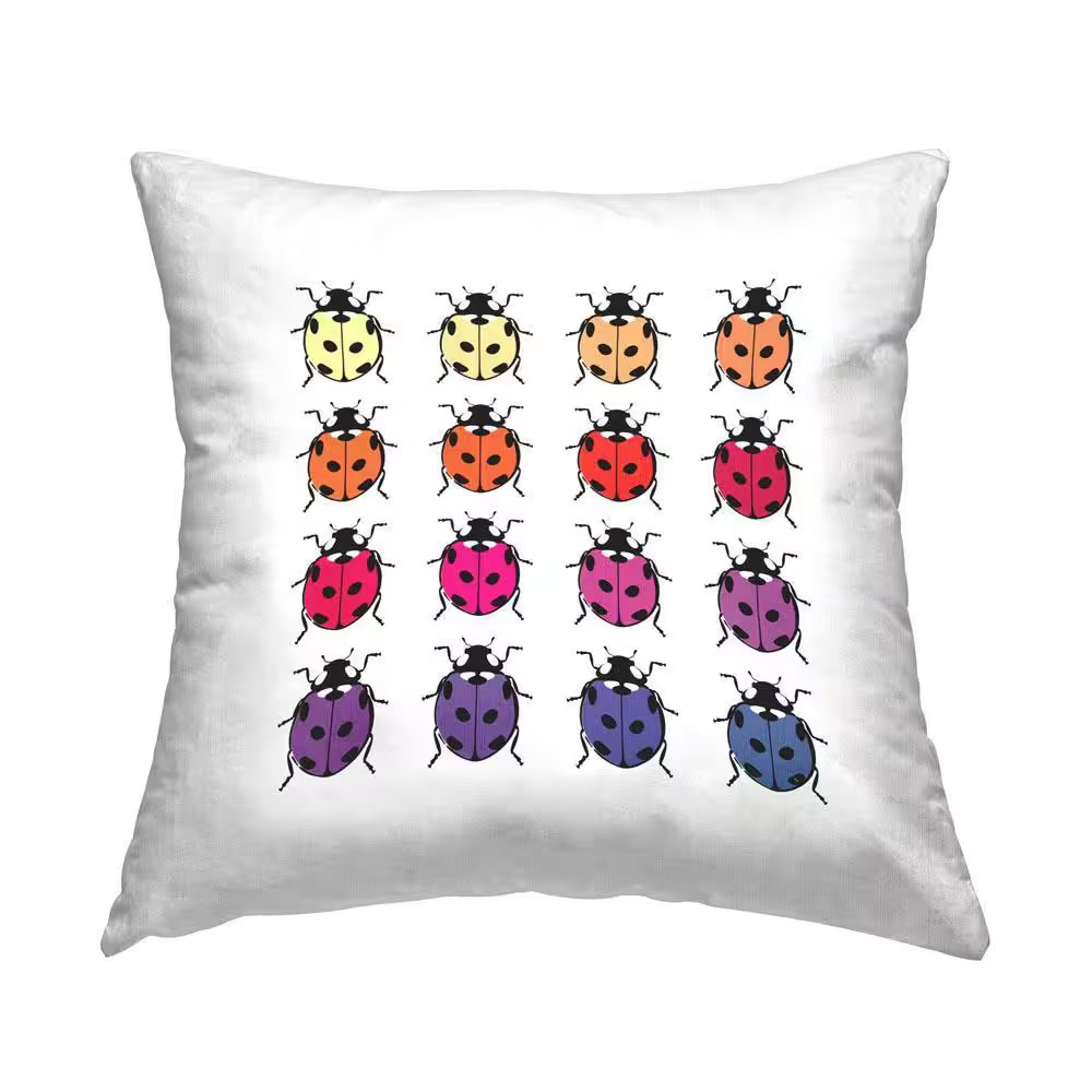Symmetrical Ladybug Pattern Multi-Color Abstract Polyester 18 In. X 18 In. Throw