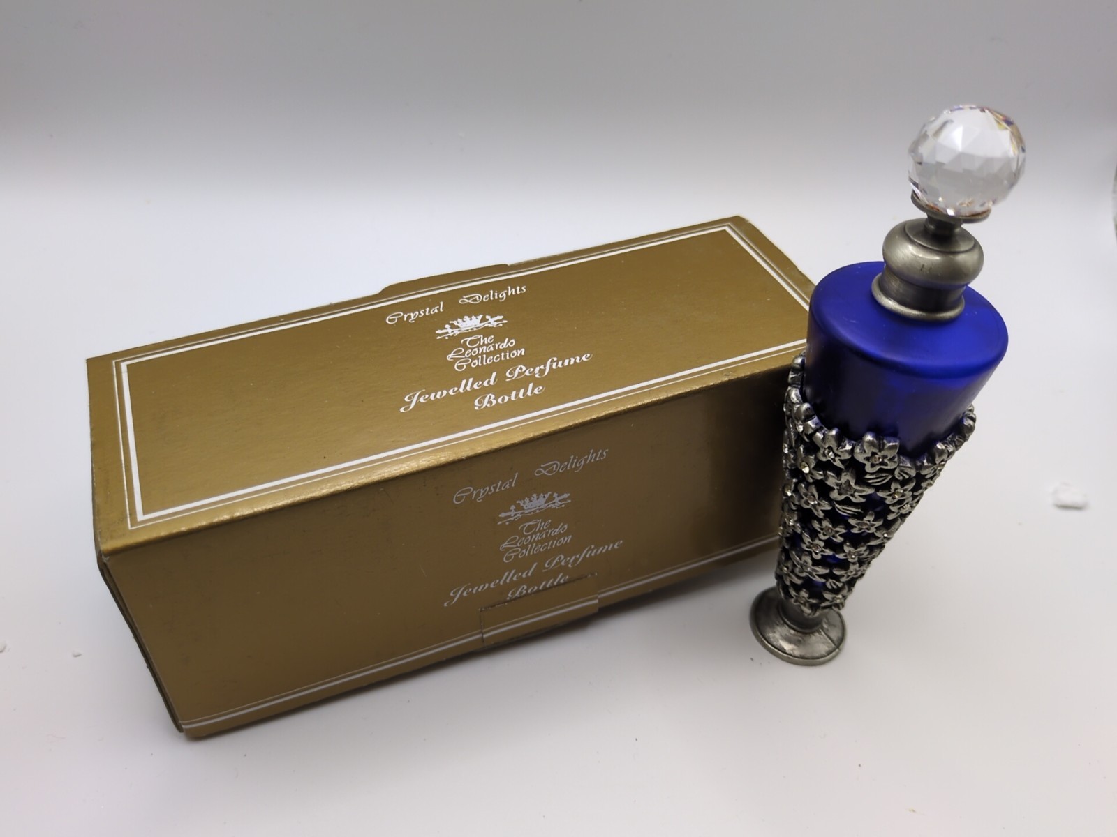 Crystal Delights - Blue Glass Jewelled Perfume Bottle