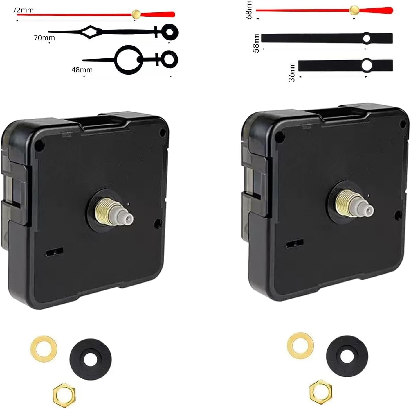 2 PCS Silent Clock Movement Mechanism Kit with 2 Sets of Hands – DIY Wall Cloc