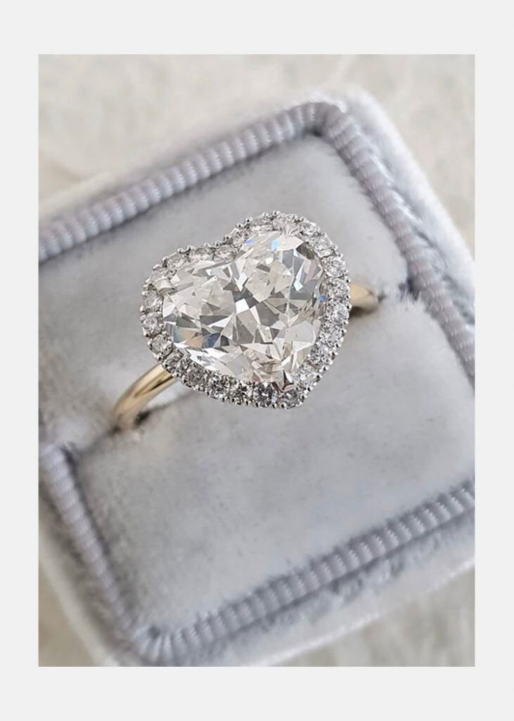 Diamond Simulated Heart 2.00 ctw Carat Weight Engagement Ring