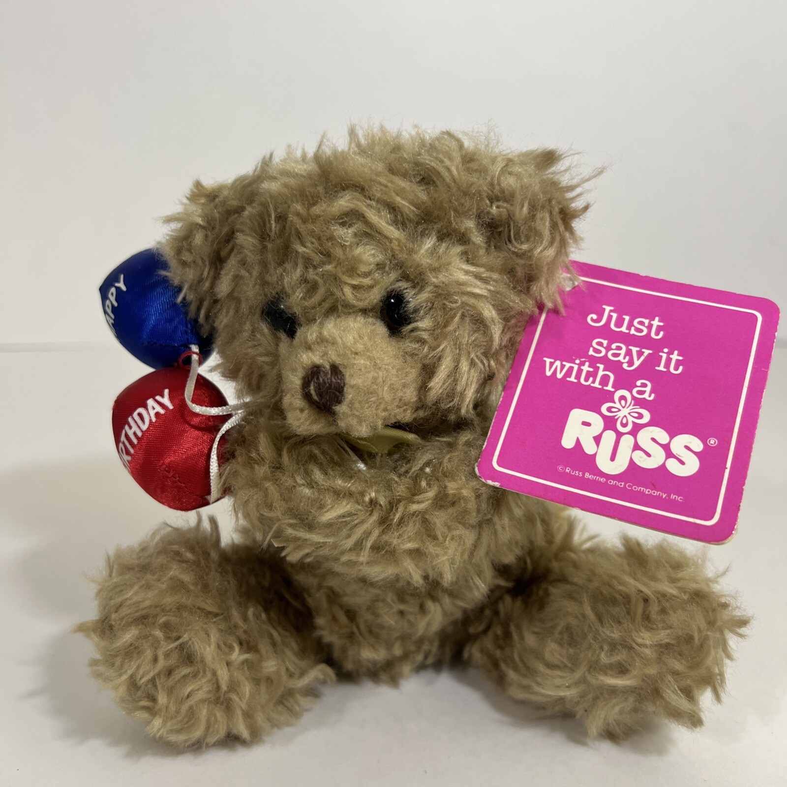Vintage Russ Luv Pets Happy Birthday Balloons Bear