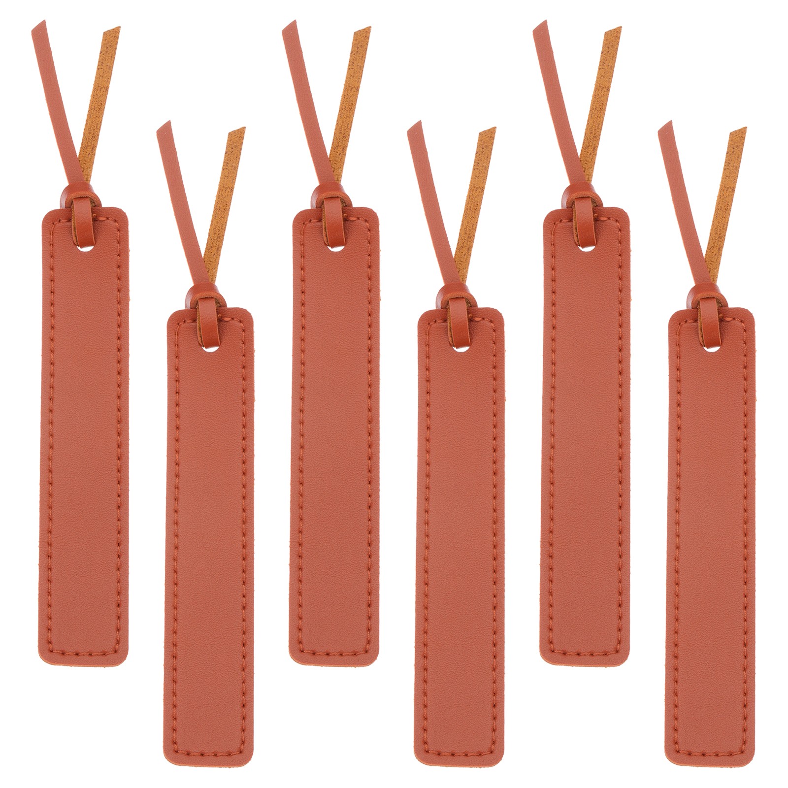 Leather Bookmarks, 6Pcs Rectangle Book Marks Page Markers, Brown