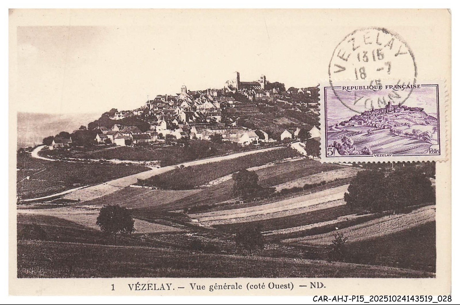 CAR-AHJP15-0701-CARTE-MAXIMUN - Vezelay - View General - 1945