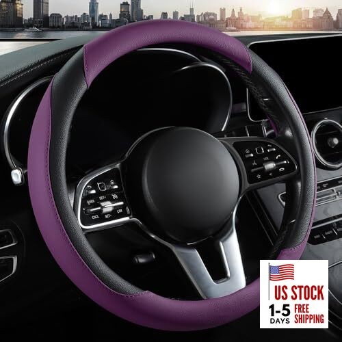 Car Steering Wheel Cover, Microfiber Leather Steering Wheel Cover Purple