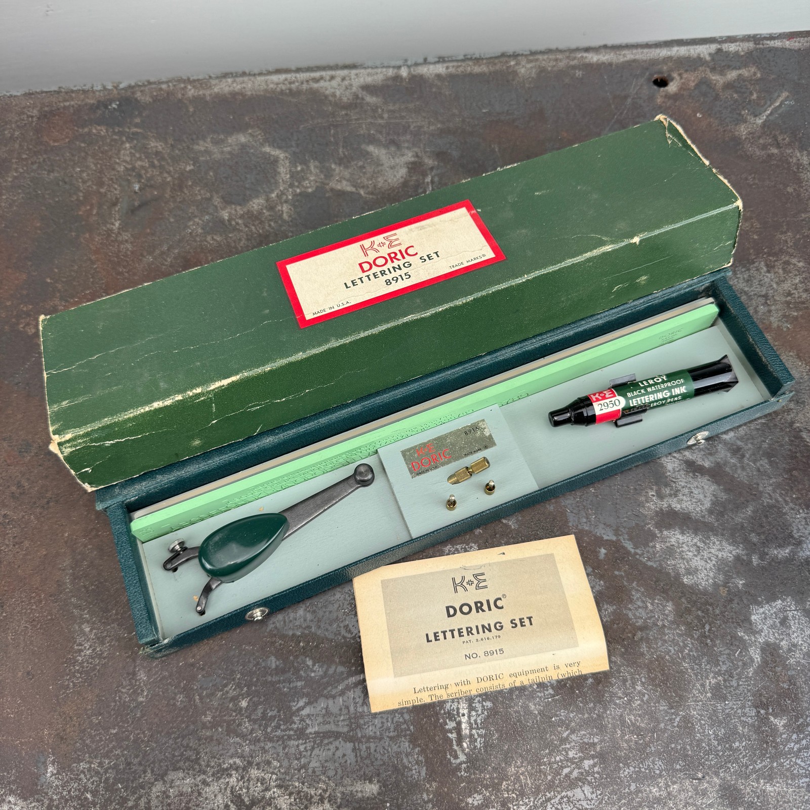 Vtg KEUFFEL & ESSER Co. DORIC Lettering Set 8915 w/ Case