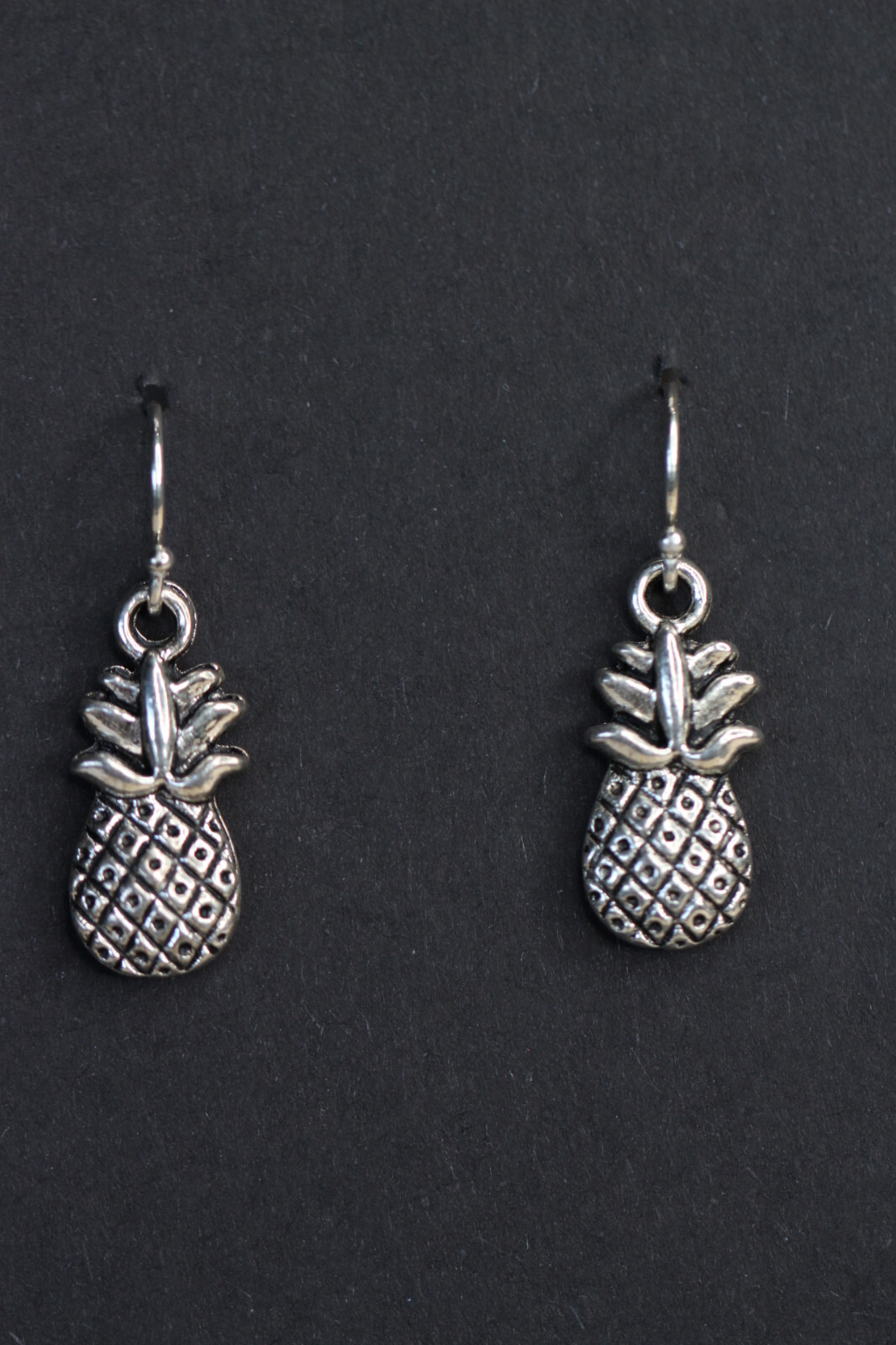 Pineapple Charm Earrings 925 sterling silver hooks pewter Charms 1 1/4" Fruit