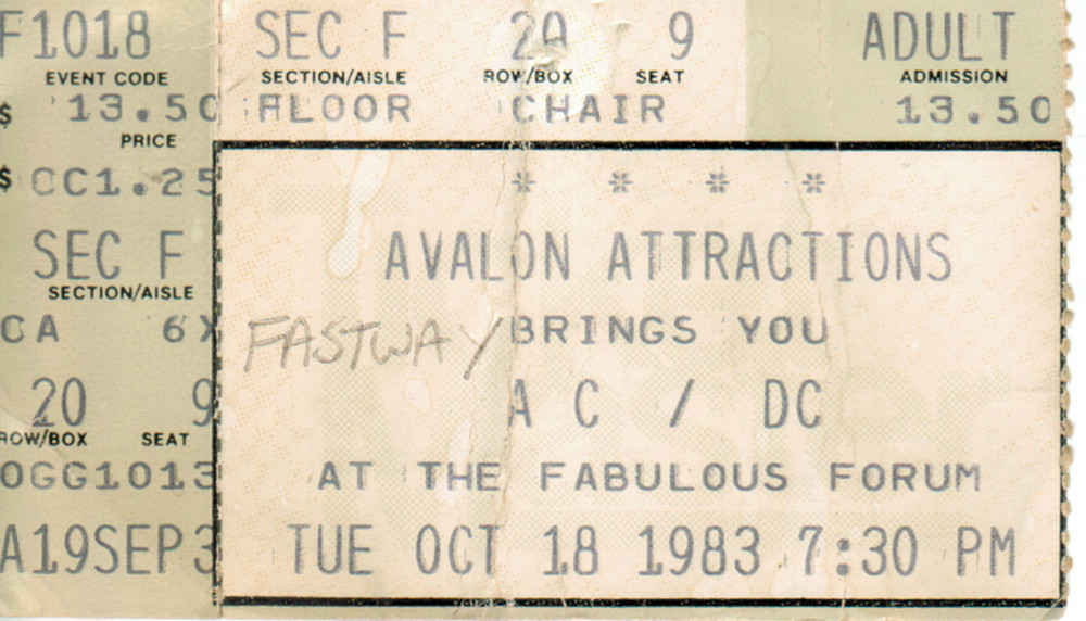 AC/DC Vintage Ticketmaster Ticket Stub