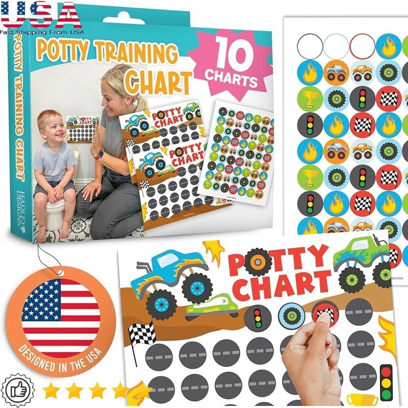 Potty Training Reward Chart Toddlers 10 Charts 4 Sticker Sheets Fun Motivating