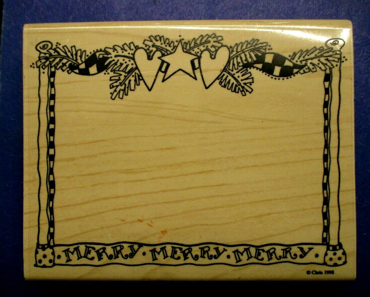 MERRY CHRISTMAS BORDER FRAME CALIFORNIA RUBBER STAMP CHRIS WOOD MTD G1535