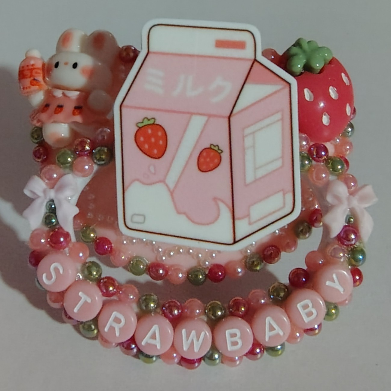 Pink And White Strawberry Milk "Strawbaby" Adult Deco Pacifier