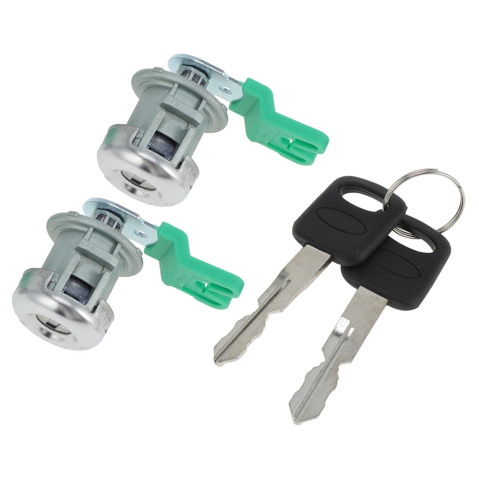 X AUTOHAUX 1 Pair Door Lock Cylinder Set w/ 2 Keys 1.18"x1.65", Silver Tone 