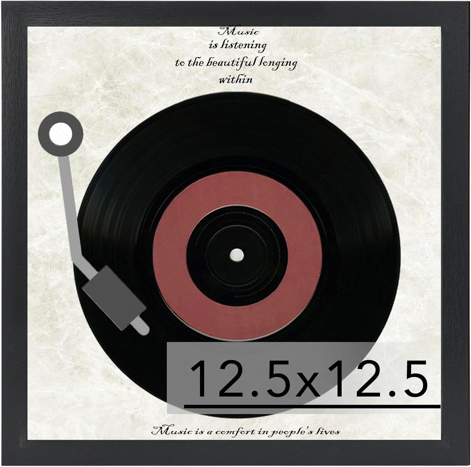 Wood Vinyl Record Frame for the Wall, Display 12.5X12.5 Album Cover and 12X12 LP