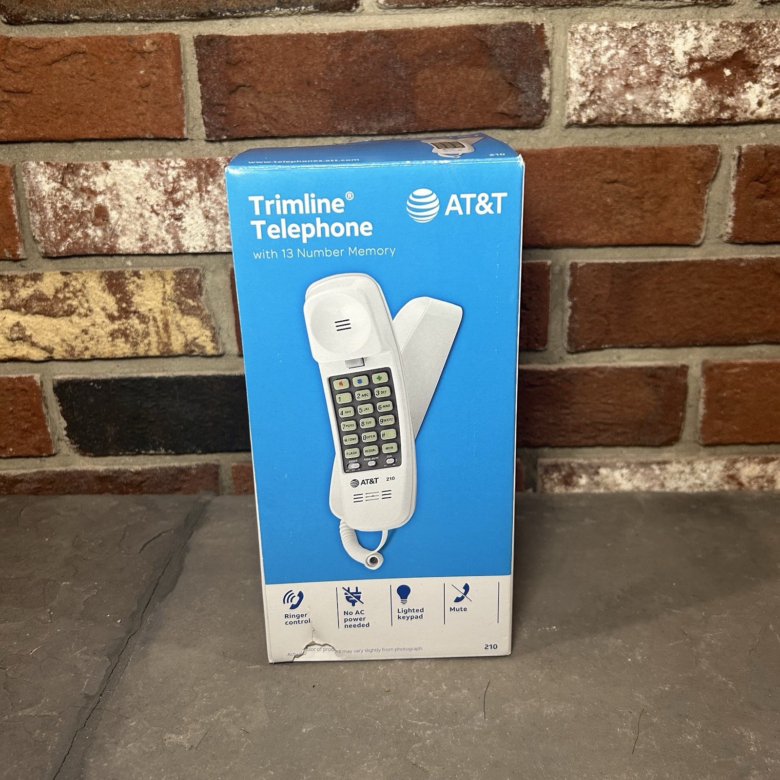 AT&T Trimline Telephone with 13 Number Memory White Lighted Keypad Mute