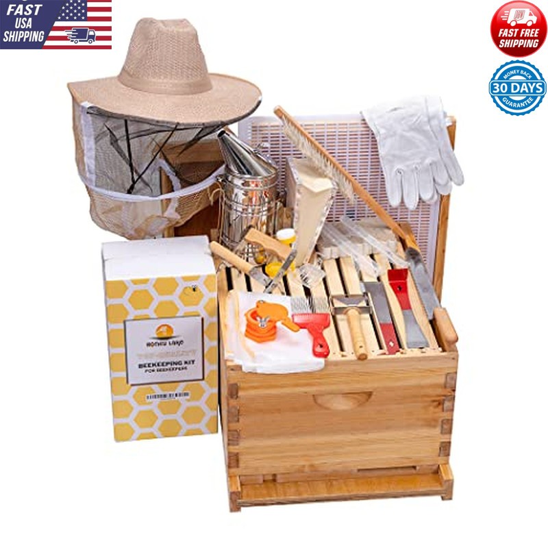 Bee Hive Starter Kit 10 Frame and Beekeeping Supplies Beeswax Coated Hives
