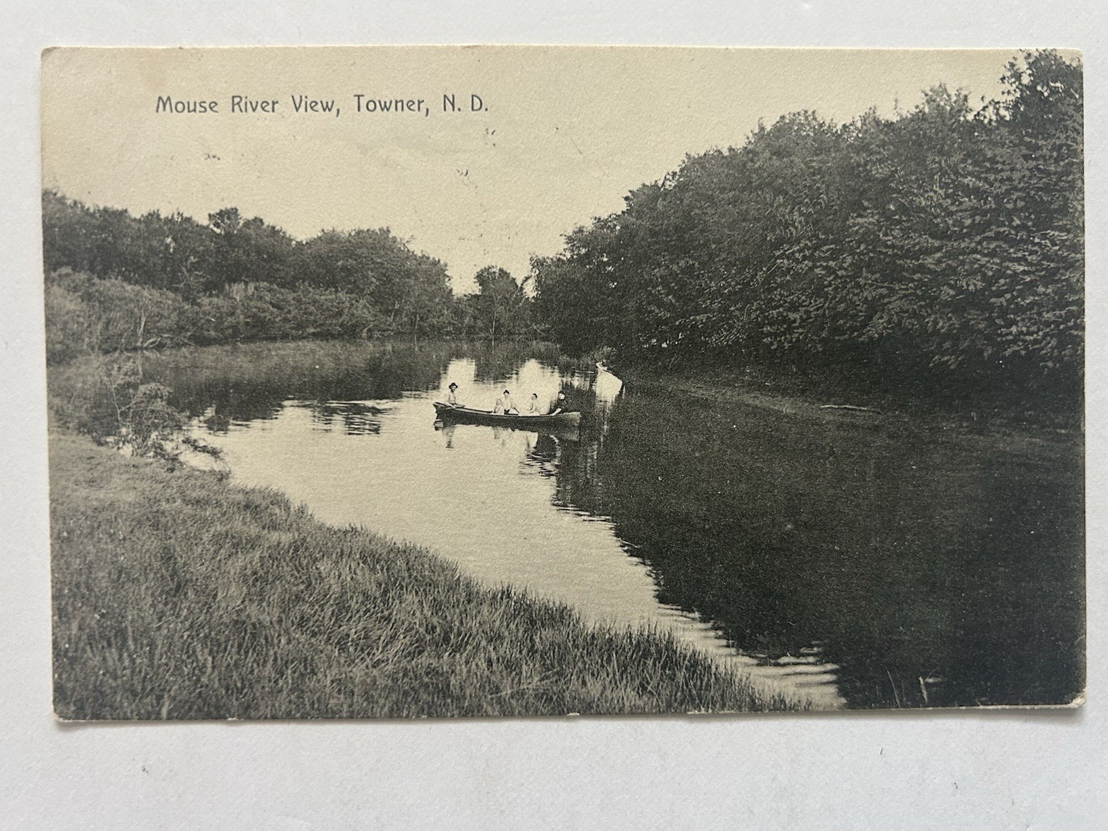 Mouse River View Towner North Dakota ND Antique Postcard Boating Boats 1910