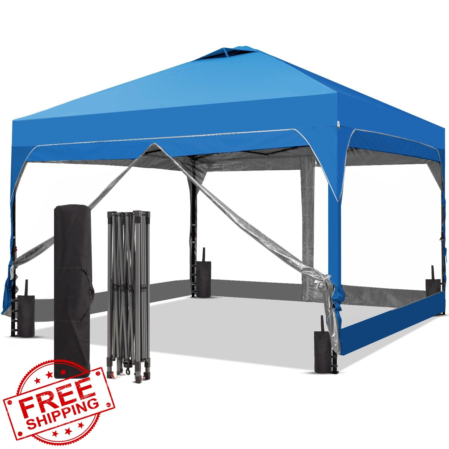 Oneofics 10x10 Pop Up Canopy w/ 4 Clear PVC Sidewalls