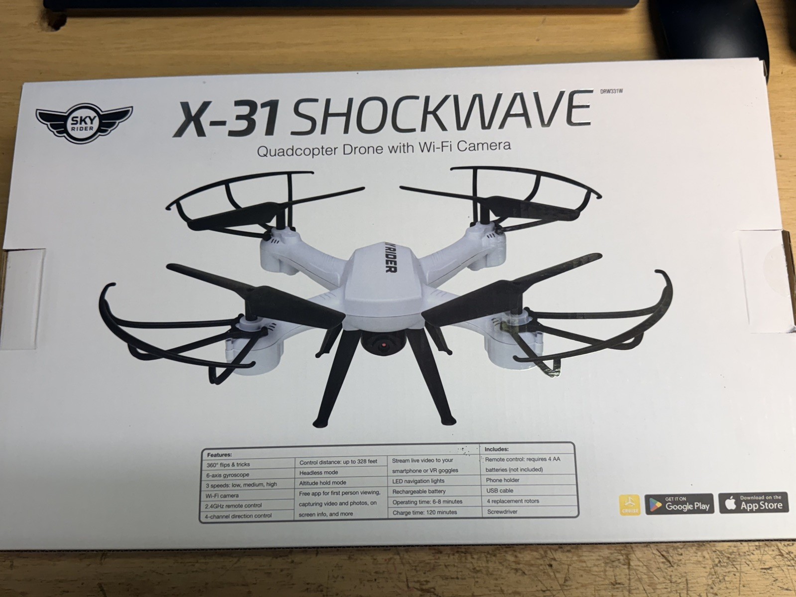 NEW SKY Rider X-31 ShockWave Quadcopter Drone Wi-Fi Camera, Smartphone Control